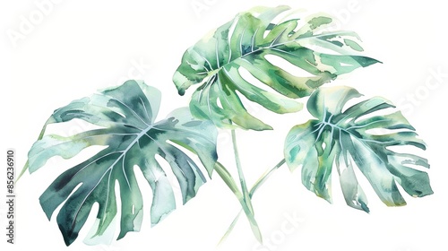Vibrant Watercolor Monstera Plant Illustration for Home Decor Generative AI