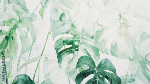 Vibrant Watercolor Monstera Plant Illustration for Home Decor Generative AI