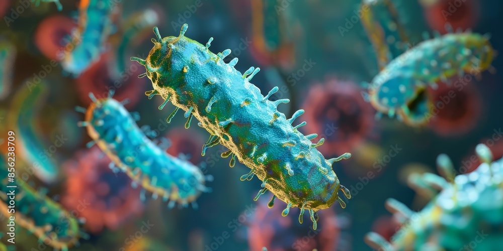 Fototapeta premium Bacteria cells in a vibrant microbial world