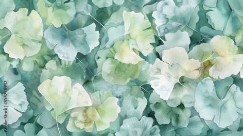 Watercolor Ginko Leaves on Dark Background for Nature Designs Generative AI