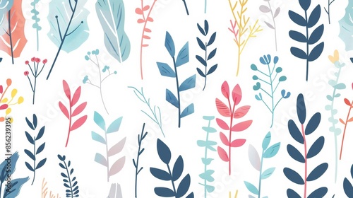 Whimsical Leaves on White Background for Kids' Illustrations Generative AI