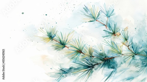 Whimsical Pine Branches on White Background for Nature Lovers Generative AI