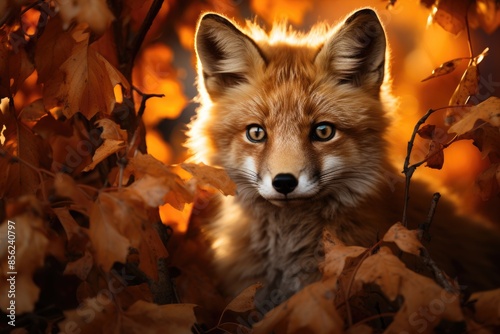 Curious fox in autonal landscape., generative IA