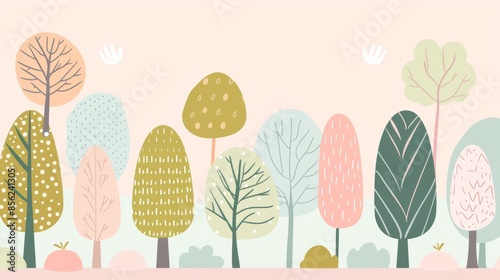 Whimsical Forest Background for Kids' Storybook or Poster Generative AI
