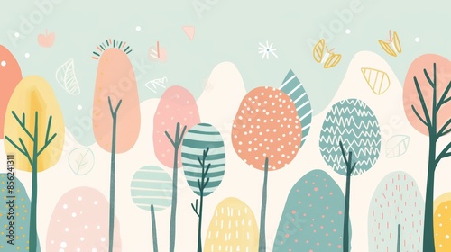 Whimsical Forest Background for Kids' Storybook or Poster Generative AI