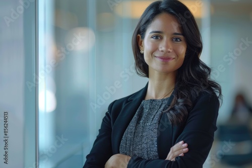 Portrait of a smiling business woman with her arms crossed. Free Download Portrait of a smiling business woman with her arms crossed. - GFXLoad