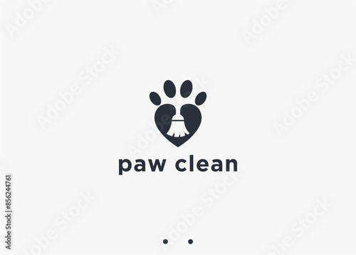 paw with broom logo design vector silhouette illustration