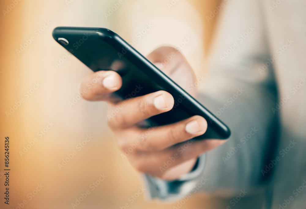 Hands, business person and mobile for typing, text message and communication app in workplace. Employee, smartphone and networking with contact, access information and email using technology Hands, business person and mobile for typing, text message and communication app in workplace. Employee, smartphone and networking with contact, access information and email using technology