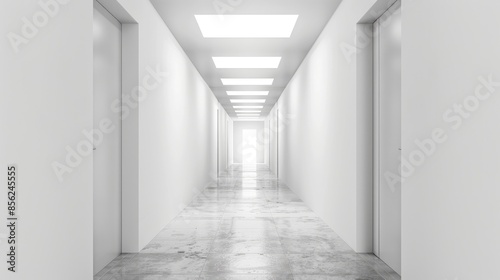 White walled corridor with doors ideal for copy space