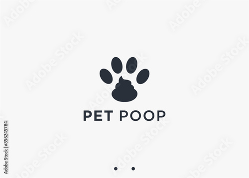 paw with poop logo design vector silhouette illustration