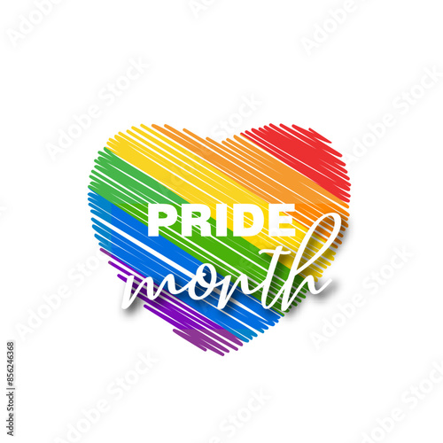 LGBTQ  Pride month scribbled heart poster LGBT