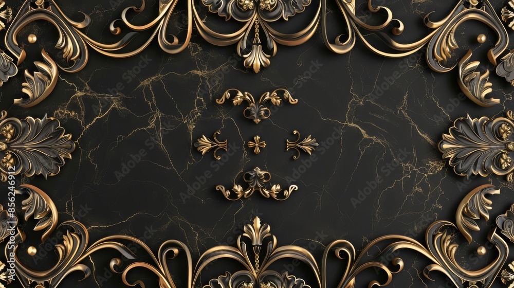 Luxurious golden pattern on the dark background