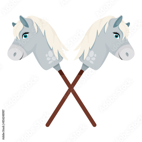 Crossed horse heads for hobbyhorsing