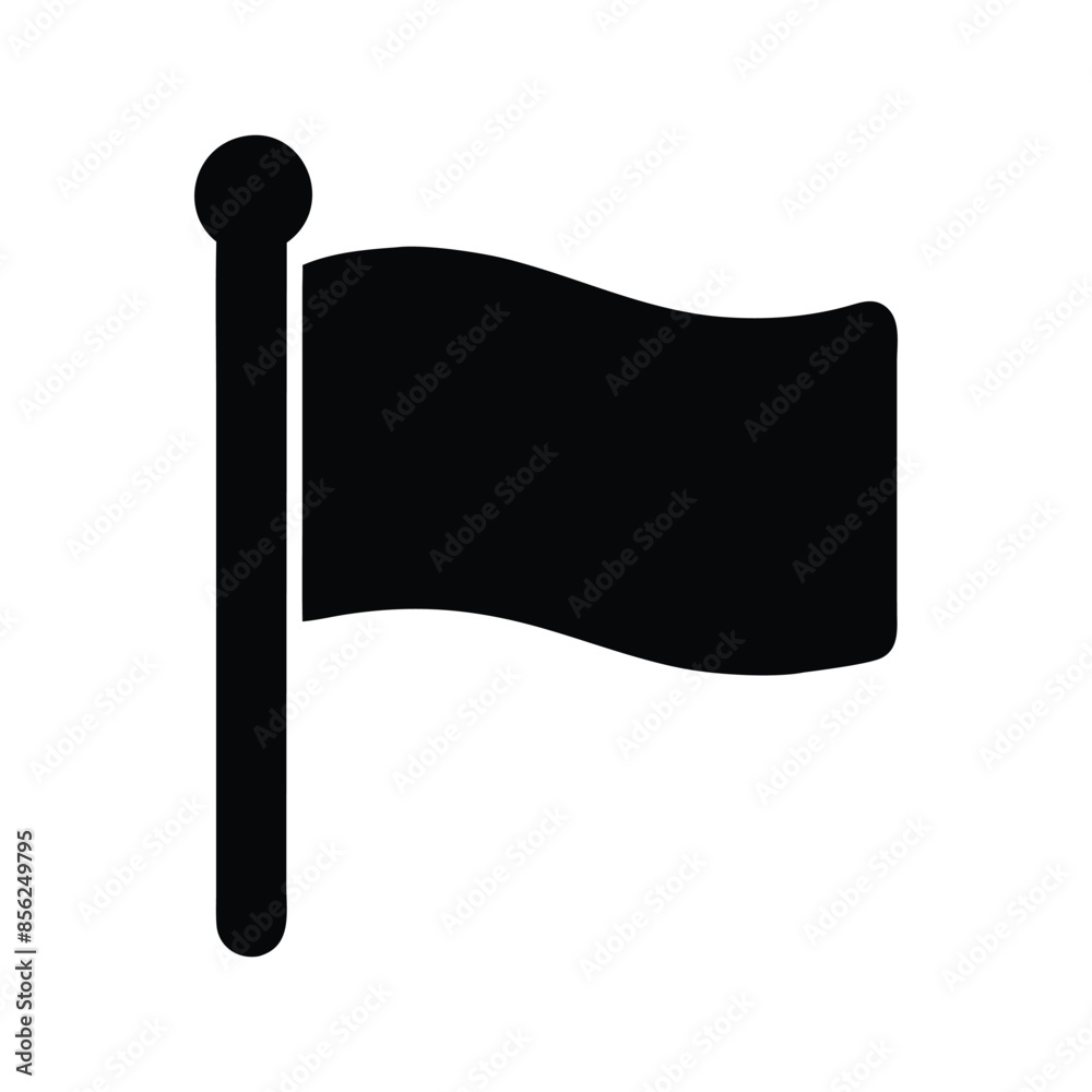 Simple Black Flag Icon Isolated on White Background, Vector Illustration of a Flag Waving on a Pole Simple Black Flag Icon Isolated on White Background, Vector Illustration of a Flag Waving on a Pole