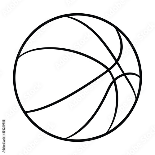 Black and white vector illustration of a basketball with detailed line art for sports design