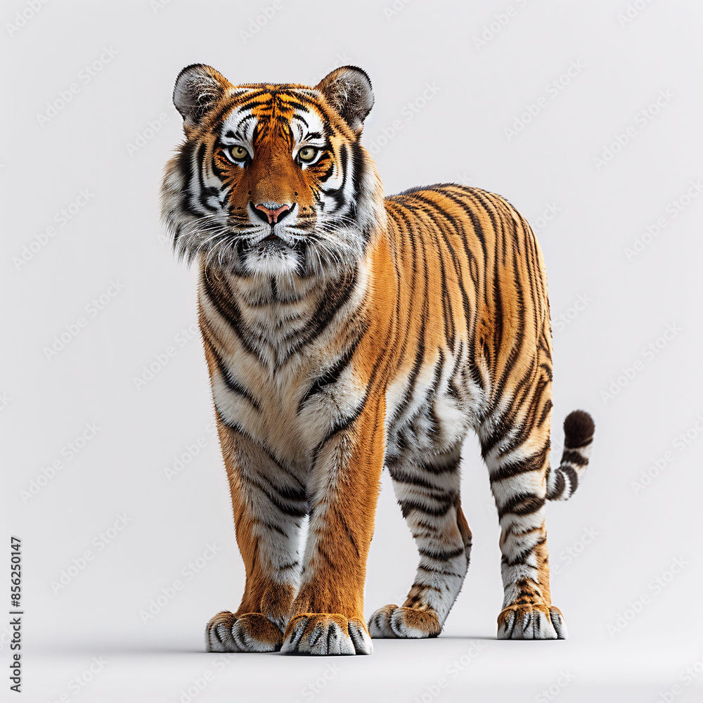Obraz premium Tiger standing on a white background