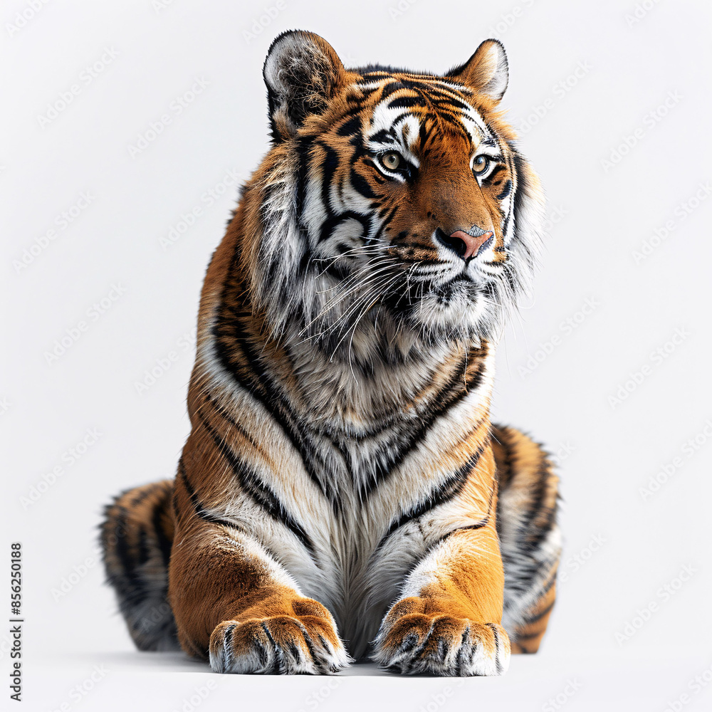 Obraz premium Tiger standing on a white background
