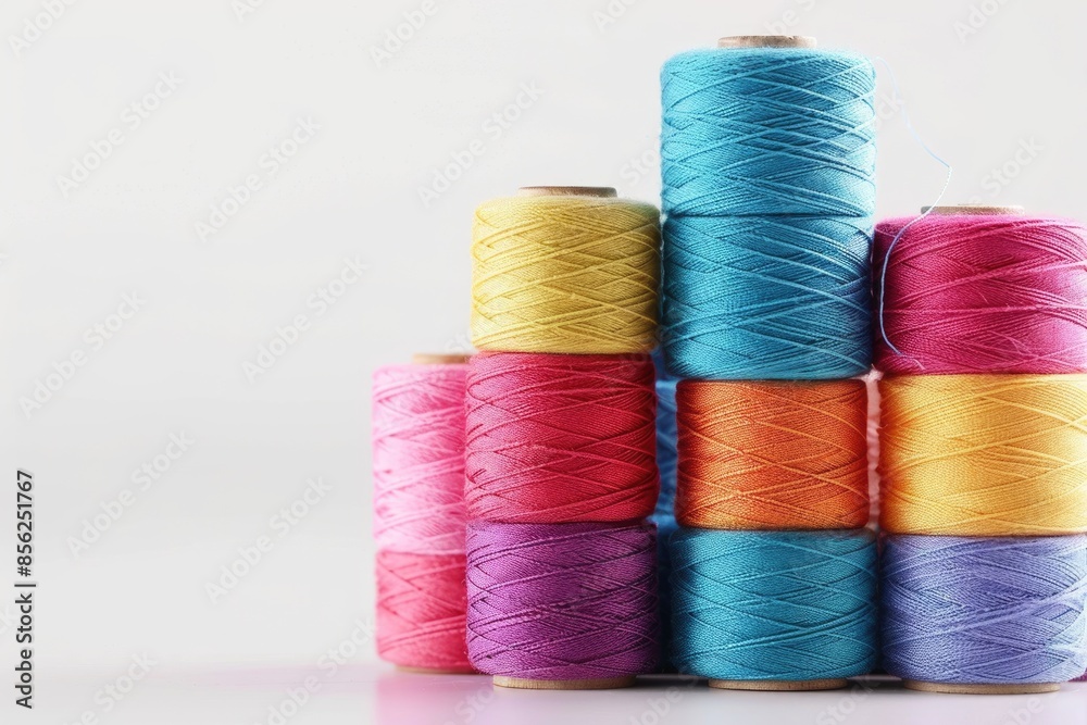 Sewing multicolored threads isolated on white Sewing multicolored threads isolated on white