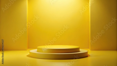 Minimalist yellow podium for product display or showcase. render, yellow, podium, minimalist, display, showcase, product © guntapong