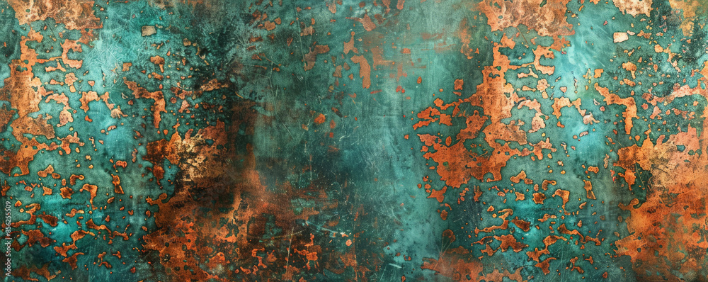 Metallic background with a distressed copper texture, featuring natural verdigris patina, evoking an antique, rustic aesthetic, ideal for historical or steampunk designs. Metallic background with a distressed copper texture, featuring natural verdigris patina, evoking an antique, rustic aesthetic, ideal for historical or steampunk designs.