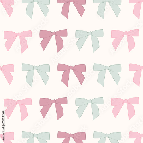 Ribbon Bow Tie Cute Girly Coquette Seamless Repeat Background Wallpaper