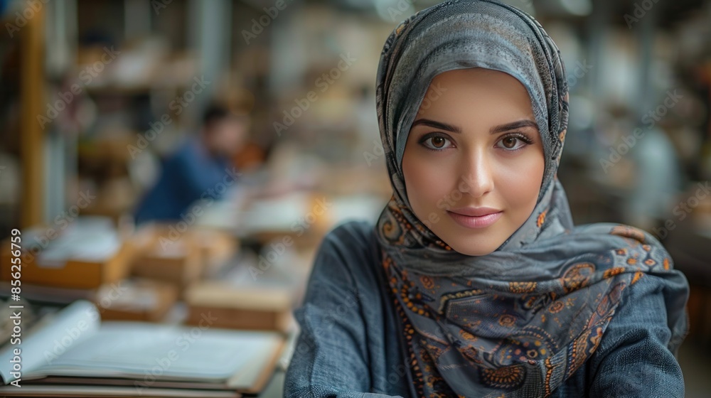 Young Woman in a Headscarf Posing for a Portrait Young Woman in a Headscarf Posing for a Portrait
