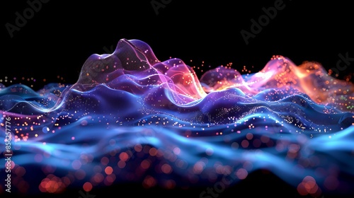 Abstract digital visualization of AI-driven strategy merging data science and innovative management