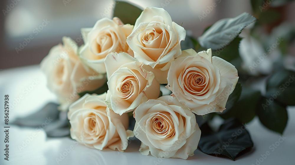 White roses bouquet on white background with soft focus. White roses bouquet on white background with soft focus.