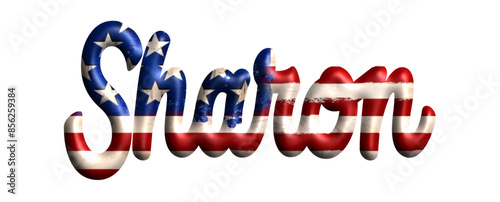 Sharon - Bandiera degli Stati Uniti - nome proprio - scrittura tubolare effetto tridimensionale - Grafica vettoriale - Parola auguri, banner, biglietti, stampe, cricut, silhouette, sublimazione	
