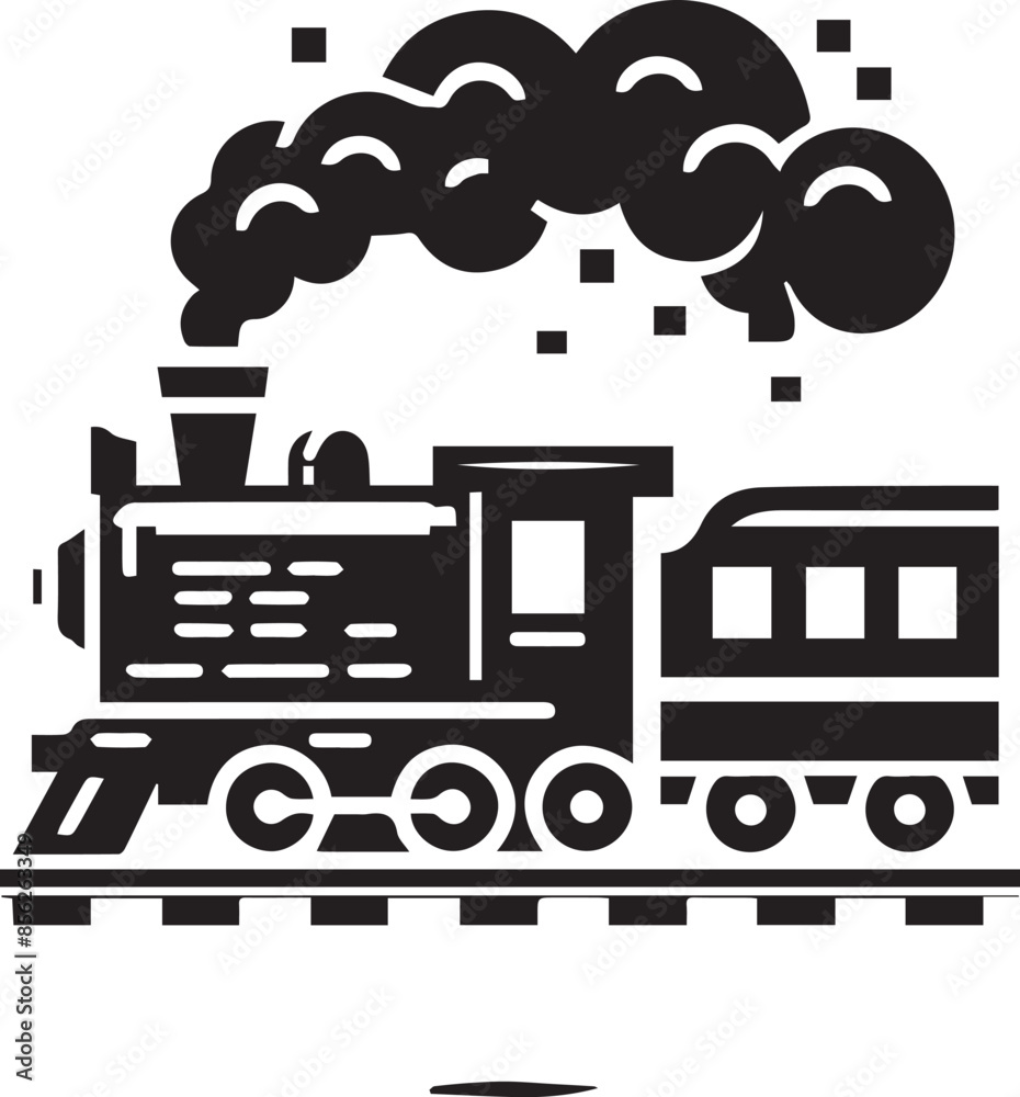 Naklejka premium Free Vector: Train and Locomotive Silhouette Illustration for Railway and Public Transportation Design Elements