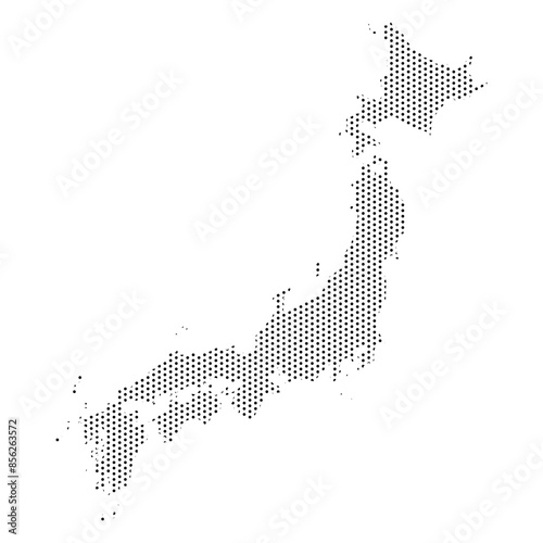 Japan map with dotted pattern vector illustration