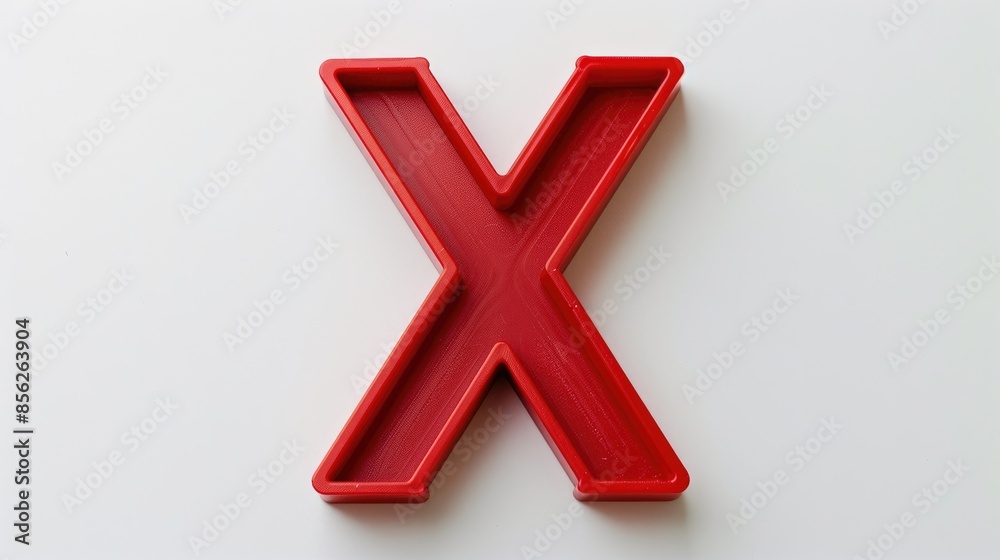 Obraz premium Plastic letter X on white background from above
