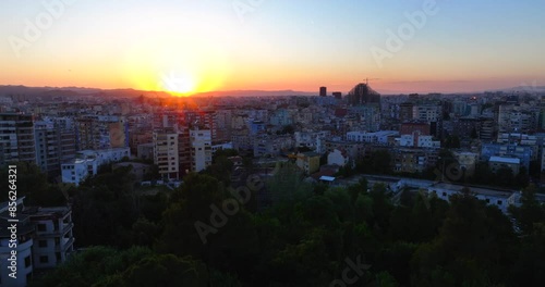 Wallpaper Mural Sunset over the city of Tirane, Albania.  Torontodigital.ca