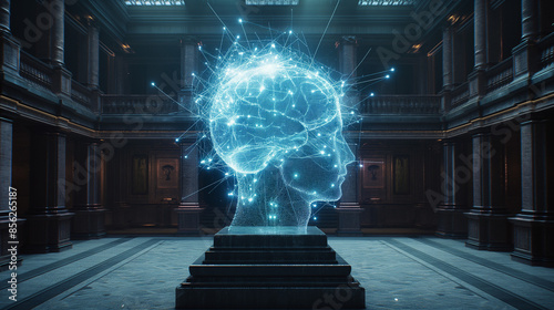 Concept of artificial intelligence in museum, ai history research, 
