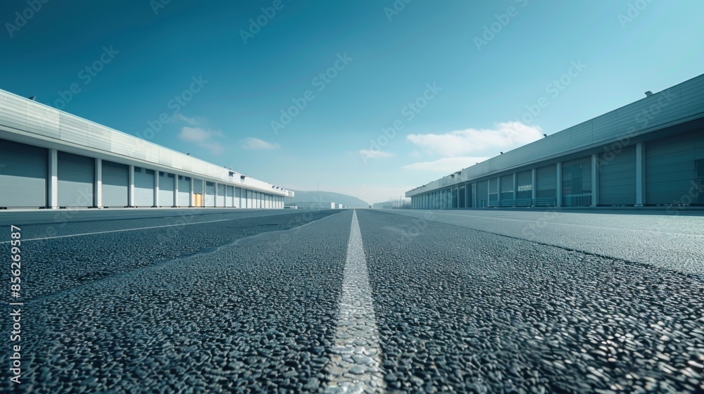Obraz premium Asphalt Road Leading to Industrial Buildings