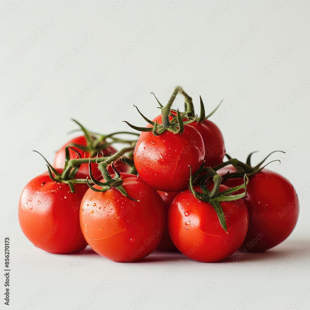 Vibrant Red Tomatoes on White Background Vibrant Red Tomatoes on White Background