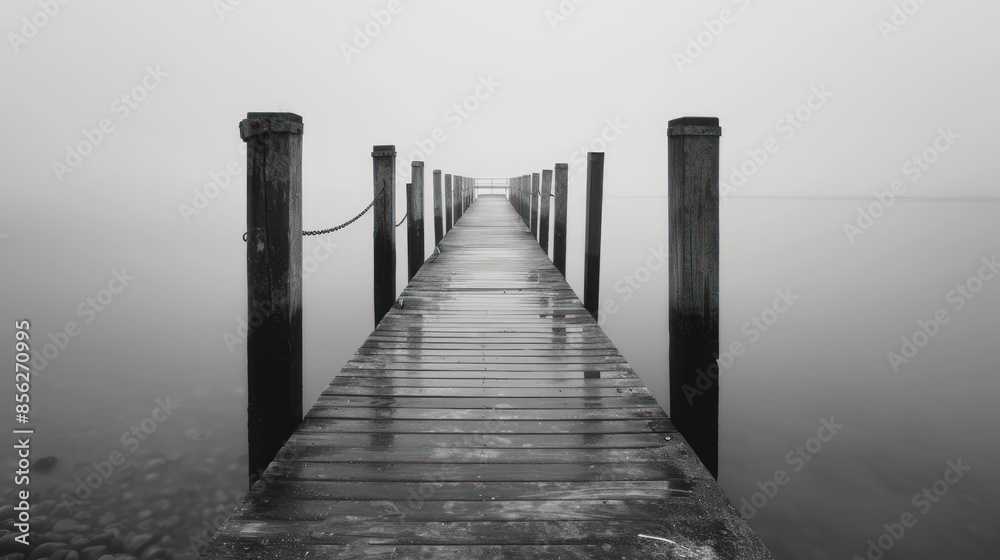 Fototapeta premium The pier stands facing the ocean