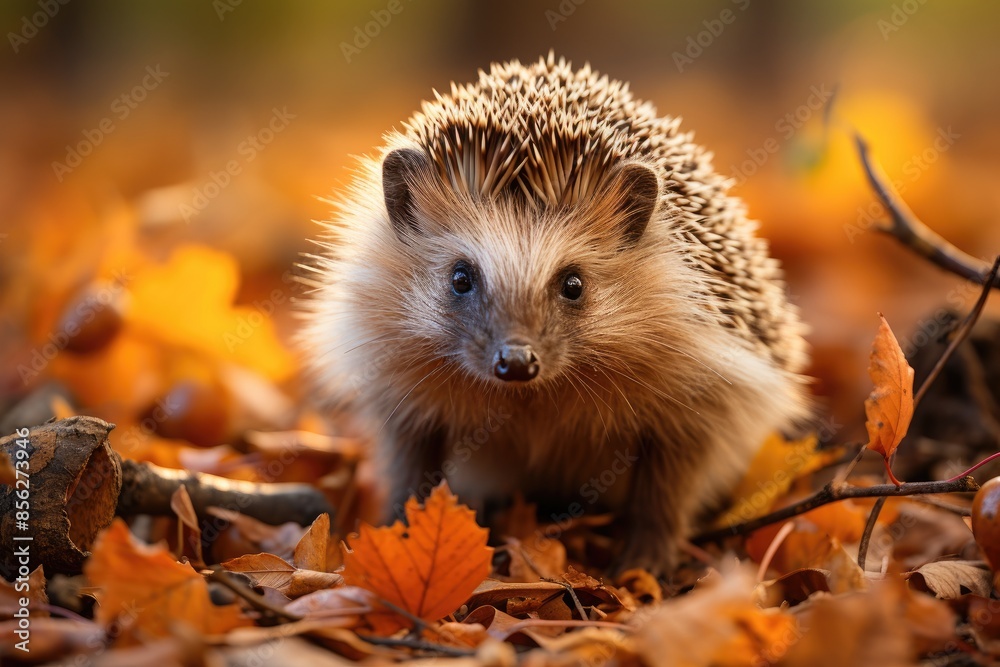 Autonal hedgehog emerges in woods with rich details., generative IA Autonal hedgehog emerges in woods with rich details., generative IA