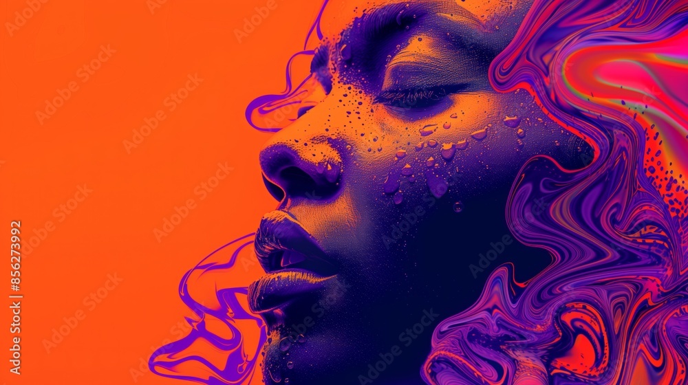 Surreal Orange and Violet Duotone Face Fusion Surreal Orange and Violet Duotone Face Fusion