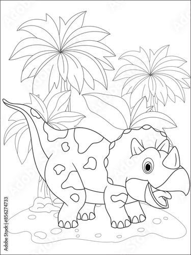 dinosaur in the jungle coloring page black and white
