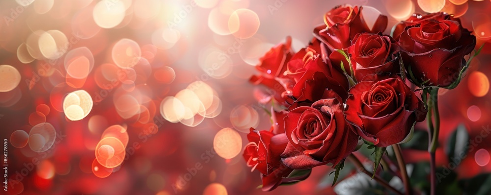 Bouquet of red roses on beautiful blurred bokeh background Bouquet of red roses on beautiful blurred bokeh background