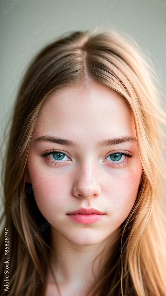 a young girl with blue eyes and long blonde hair a young girl with blue eyes and long blonde hair