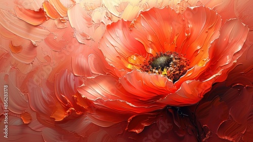 Wallpaper Mural Close up oil painting of a red poppy flower Torontodigital.ca