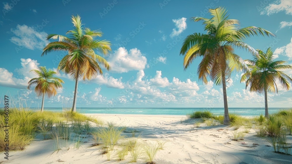 Ultimate Summer Beach Paradise: Relax Under Swaying Palm Trees on White Sandy Shores, Enjoy Crystal Clear Ocean Waters and Brilliant Sunshine for a Perfect Vacation Ultimate Summer Beach Paradise: Relax Under Swaying Palm Trees on White Sandy Shores, Enjoy Crystal Clear Ocean Waters and Brilliant Sunshine for a Perfect Vacation