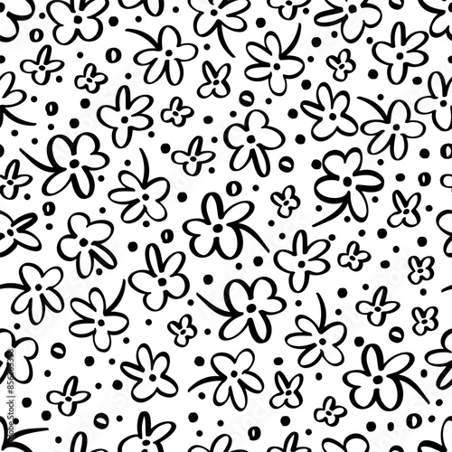 vector seamless floral pattern with black flowers 