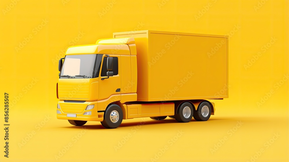 A yellow truck is on the yellow background. The truck is a large vehicle that is used to transport goods. A yellow truck is on the yellow background. The truck is a large vehicle that is used to transport goods.