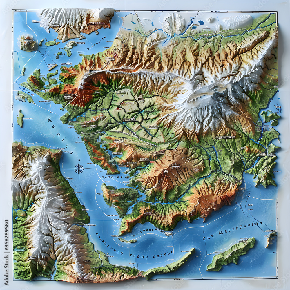 Comprehensive Geographic and Urban Layout Map of Java Island with Major ...