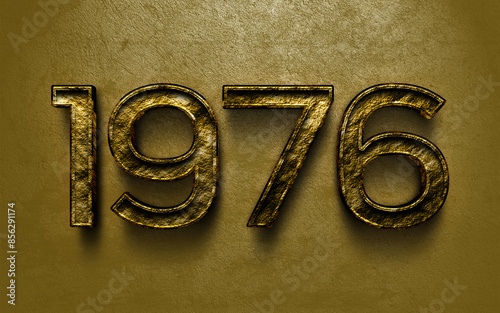 3D dark golden number design of 1976 on cracked golden background.