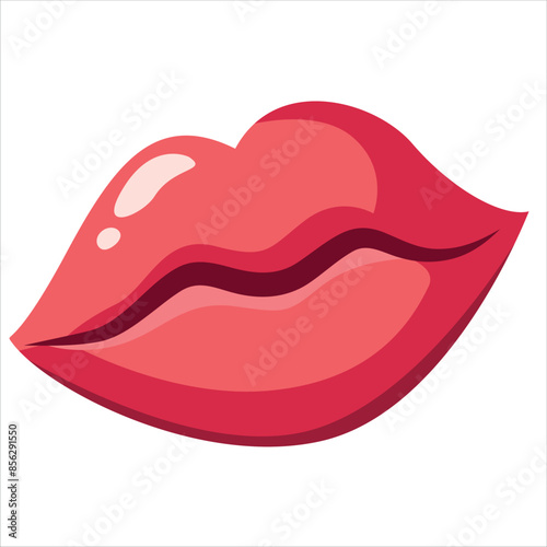 A close-up cartoon illustration of pink lips against a white background. The lips are drawn in a simple style with a glossy finish, and they appear to be slightly parted.