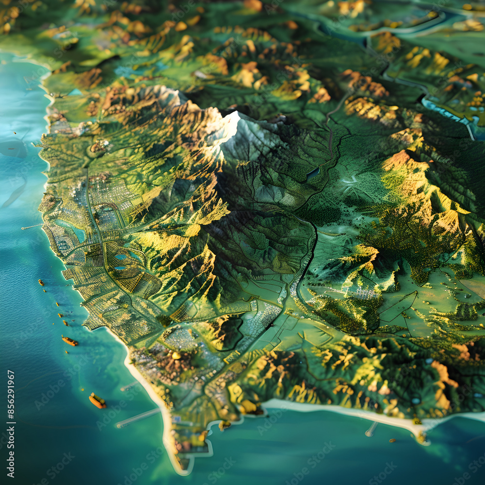 Comprehensive Geographic and Urban Layout Map of Java Island with Major ...